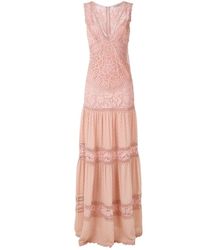 Martha Medeiros Yana Lace Tiered Gown - Pink
