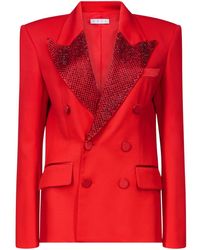 Area - Crystal-embellished Double-breasted Blazer - Lyst