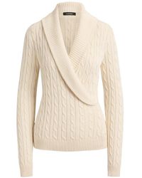 Ralph Lauren - Cable-Knit Shawl-Collar Sweater - Lyst