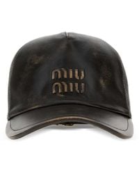 Miu Miu - Baseballkappe mit Logo aus Nappaleder - Lyst