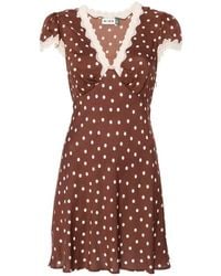 RIXO London - Cely Lace-Trim Polka-Dot Mini Dress - Lyst