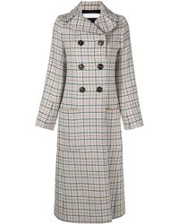 See By Chloé - Long Double-breasted Checked Coat - Lyst