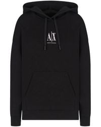 ARMANI EXCHANGE - Sudadera con capucha y logo bordado - Lyst