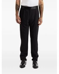 Giorgio Armani - Satin-Trimmed Pleated Trousers - Lyst
