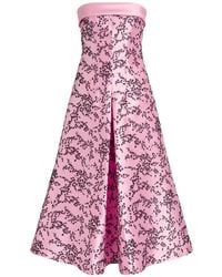 Alberta Ferretti - Strapless Jurk Met Bloemenprint - Lyst