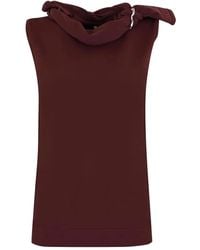 Liviana Conti - Top Smanicato Con Scollo Drappeggiato - Lyst