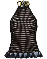 La DoubleJ - Fiocchetto Open-Knit Halterneck Top - Lyst