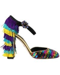 Dolce & Gabbana - Sequin Crystal Mary Jane Shoes - Lyst