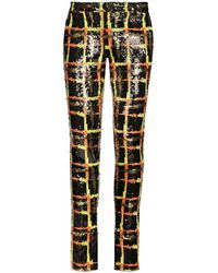 Dolce & Gabbana - Sequin-embellished Checked Trousers - Lyst