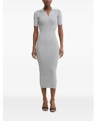 Fracomina - Ribbed-Knit Polo Midi Dress - Lyst