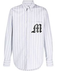 MSGM - Logo-appliqué Striped Cotton Shirt - Lyst