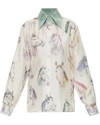 Moschino - Horse-Print Silk Shirt - Lyst