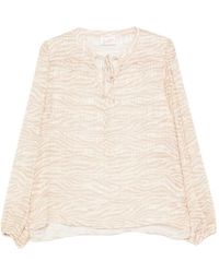 MC2 Saint Barth - Zebra-Print Long-Sleeve Blouse - Lyst