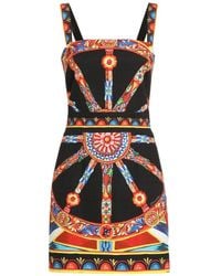 Dolce & Gabbana - Carretto-Print Fabric Short Dress - Lyst