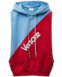Versace - Embroidered Cotton Sleeveless Hoodie - Lyst