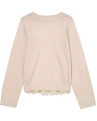 Blumarine - Lace-Trim Long-Sleeve Sweater - Lyst