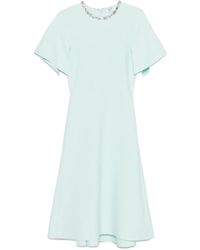 McQueen - Abito Midi A Maniche Corte Con Decorazione - Lyst