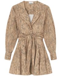 Ganni - Belt Buttoned Mini Dress - Lyst