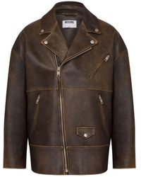 Moschino - ジップアップ レザージャケット - Lyst