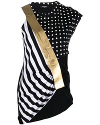 Balmain - Mix-Print Asymmetric Top - Lyst