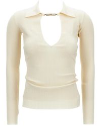 Elisabetta Franchi - Chain-Detail Ribbed Sweater - Lyst