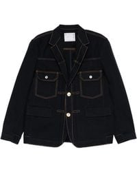 Sacai - Contrast-Stitch Single-Breasted Blazer - Lyst