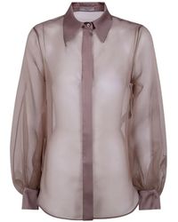 D.exterior - Silk Organza Long-Sleeve Shirt - Lyst