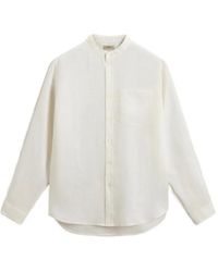 Woolrich - Chemise En Lin À Empiècement Teinté - Lyst