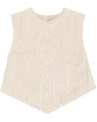 Isabelle Blanche - Sequin-Embellished Tie-Back Top - Lyst