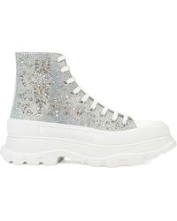 McQueen - Tread Slick Crystal-Embellished Platform Sneakers - Lyst