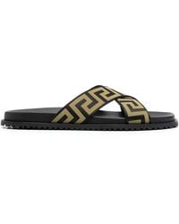 Versace - Open-toe Slippers With Printed Logo - Lyst