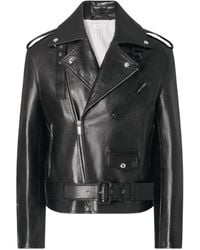 Thom Browne - Belted Leather Biker Jacket - Lyst