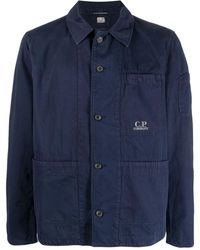 C.P. Company - Logo-embroidered Cotton Utility Shirt - Lyst