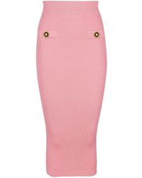 Balmain - Jupe En Maille À Coupe Mi-Longue - Lyst