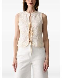 Haveone - Floral-Embroidered Tie-Fastening Tank Top - Lyst