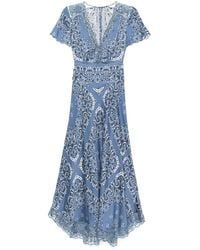 Maje - Floral-Print Midi Dress - Lyst
