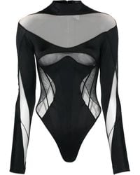Mugler - メッシュパネル ボディスーツ - Lyst