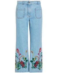 Etro - Vaqueros Con Bordado Floral - Lyst