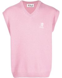 Pringle of Scotland Logo-embroidered Sleeveless Knitted Vest - Pink