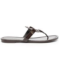 Tory Burch - Miller Logo-Plaque Leather Sandals - Lyst