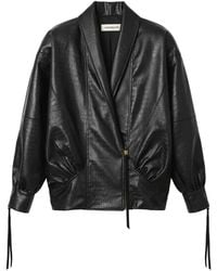 Nineminutes - The Virgo Crocodile-Effect Cropped Jacket - Lyst