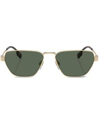 Burberry - Vintage-check Geometric-frame Sunglasses - Lyst