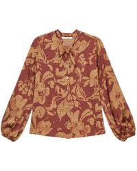Maliparmi - Sweet Foliage Tie-Neck Shirt - Lyst