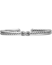 David Yurman - Sterling Petite X Center Station Diamond Bracelet (5.2Mm) - Lyst