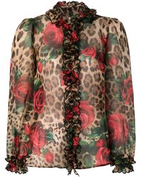 Dolce & Gabbana Blusa con varios estampados y volantes - Multicolor