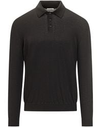 Malo - Long-Sleeve Wool Polo Shirt - Lyst