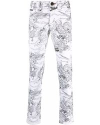 Philipp Plein Skinny-Jeans mit grafischem Print - Weiß