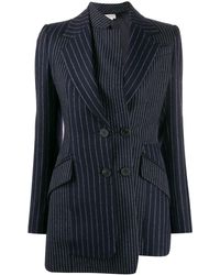 Alexander McQueen Blazer doppiopetto asimmetrico - Blu