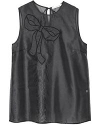 Cecilie Bahnsen - Alba Bow-Detail Sleeveless Organza Blouse - Lyst