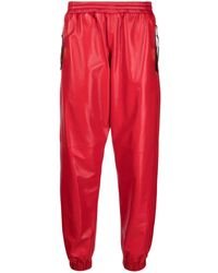 Moschino - Logo-plaque Leather Track Pants - Lyst